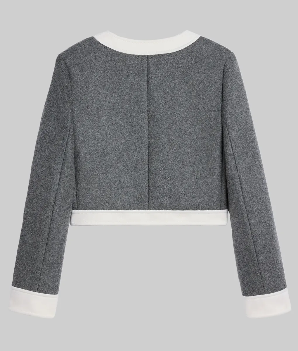 Anya Taylor-Joy Grey Wool Jacket - Anya Taylor-Joy Grey Wool Jacket - Back View