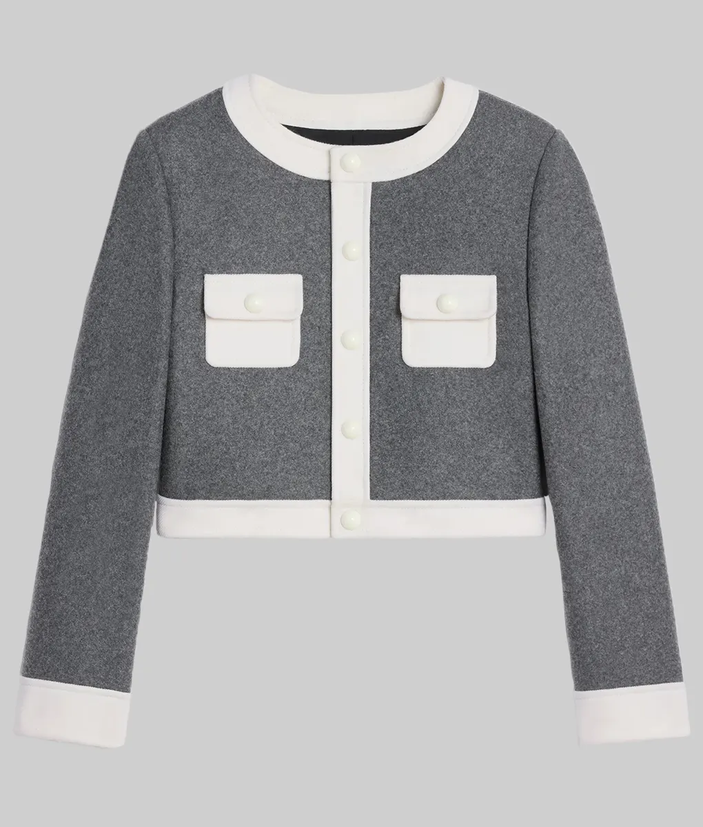 Anya Taylor-Joy Grey Wool Jacket - Anya Taylor-Joy Grey Wool Jacket - Front View