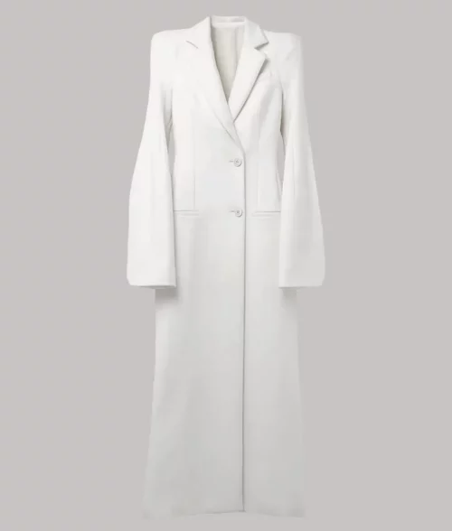 Anya Taylor-Joy White Wool Coat - Anya Taylor-Joy White Wool Coat - Front View