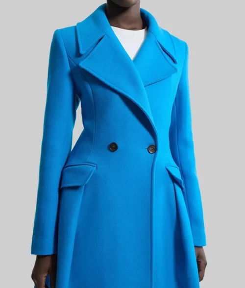 Elsbeth Carrie Preston Blue Wool Coat-Elsbeth S02 Carrie Preston (Elsbeth Tascioni) Blue Wool Coat - Zoom View