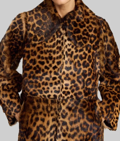 Jennifer Lawrence Leopard Print Fur Coat - Jennifer Lawrence Leopard Print Fur Coat - Zoom View