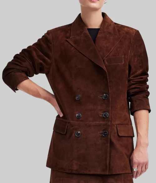 Karlie Kloss Brown Suede Blazer - Karlie Kloss Brown Suede Blazer - Celebrity View