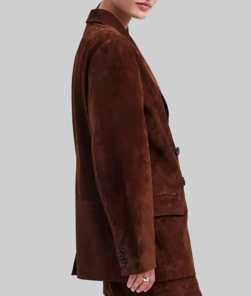 Karlie Kloss Brown Suede Blazer - Karlie Kloss Brown Suede Blazer - Side View