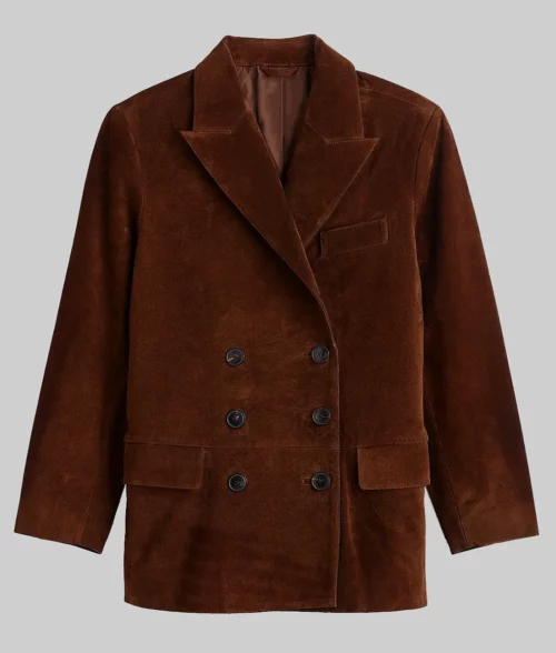 Karlie Kloss Brown Suede Blazer - Karlie Kloss Brown Suede Blazer - Front View