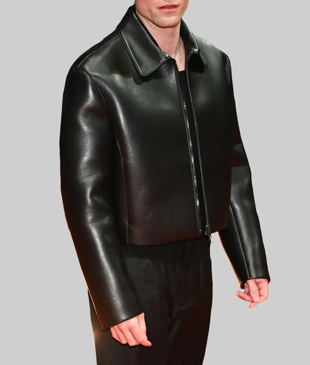 Mickey 17 Premiere Robert Pattinson Black Leather Jacket-Mickey 17 Premiere Robert Pattinson Black Leather Jacket - Right View