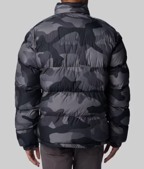Mike Tyson Camouflage Grey Puffer Jacket-Mike Tyson Camouflage Grey Puffer Jacket - Back View