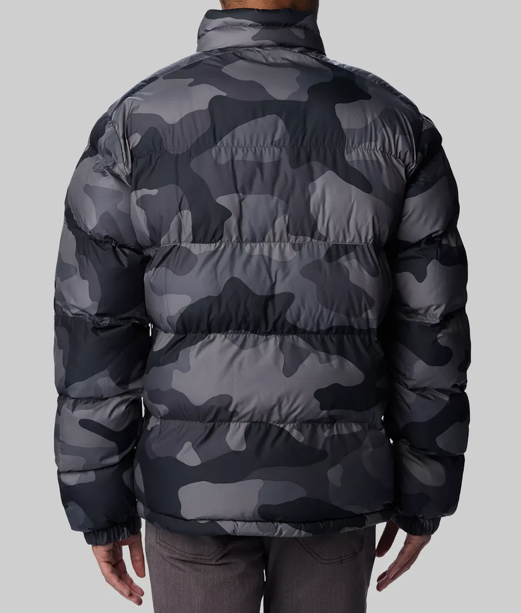 Mike Tyson Camouflage Grey Puffer Jacket-Mike Tyson Camouflage Grey Puffer Jacket - Back View