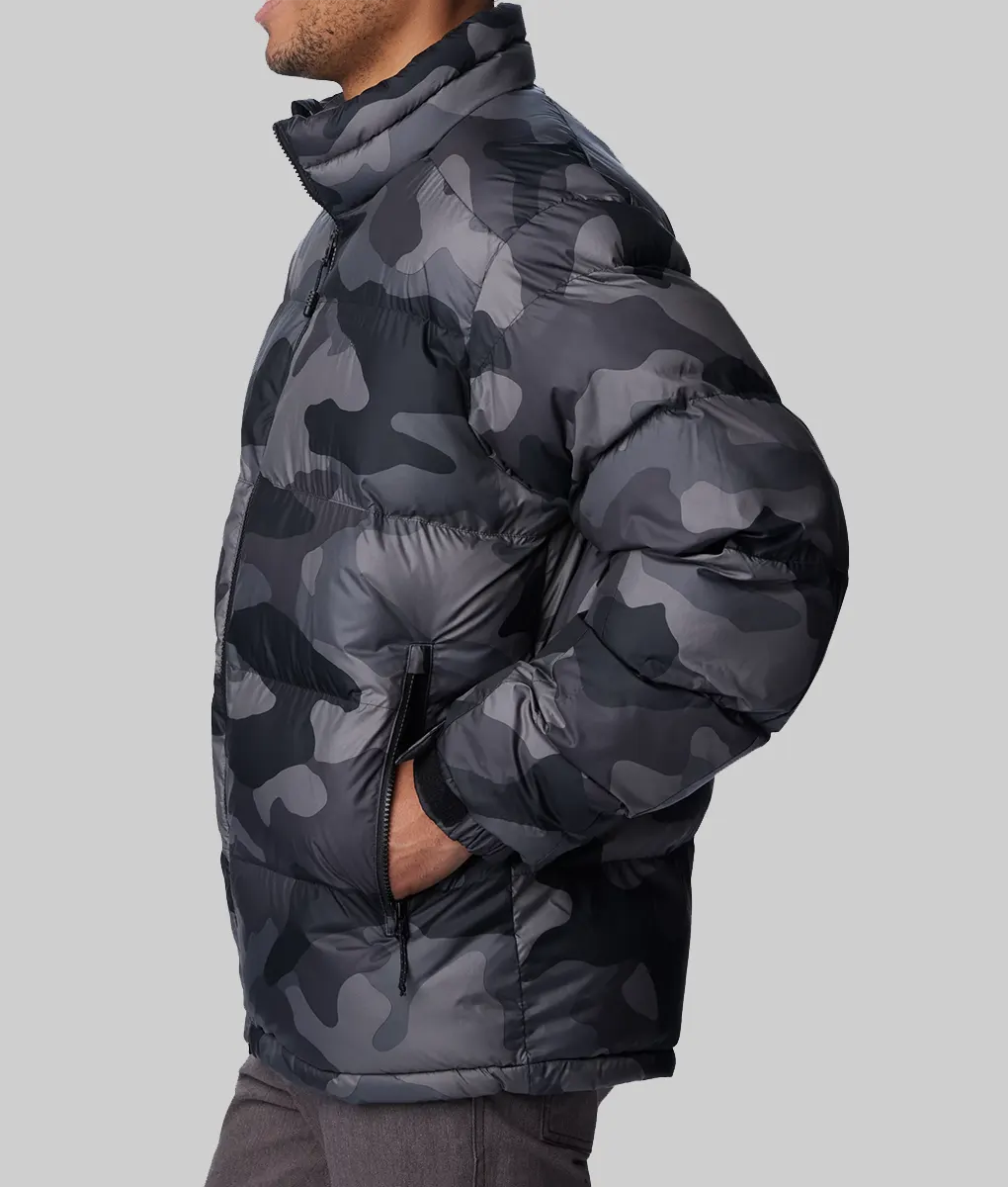 Mike Tyson Camouflage Grey Puffer Jacket-Mike Tyson Camouflage Grey Puffer Jacket - Side View