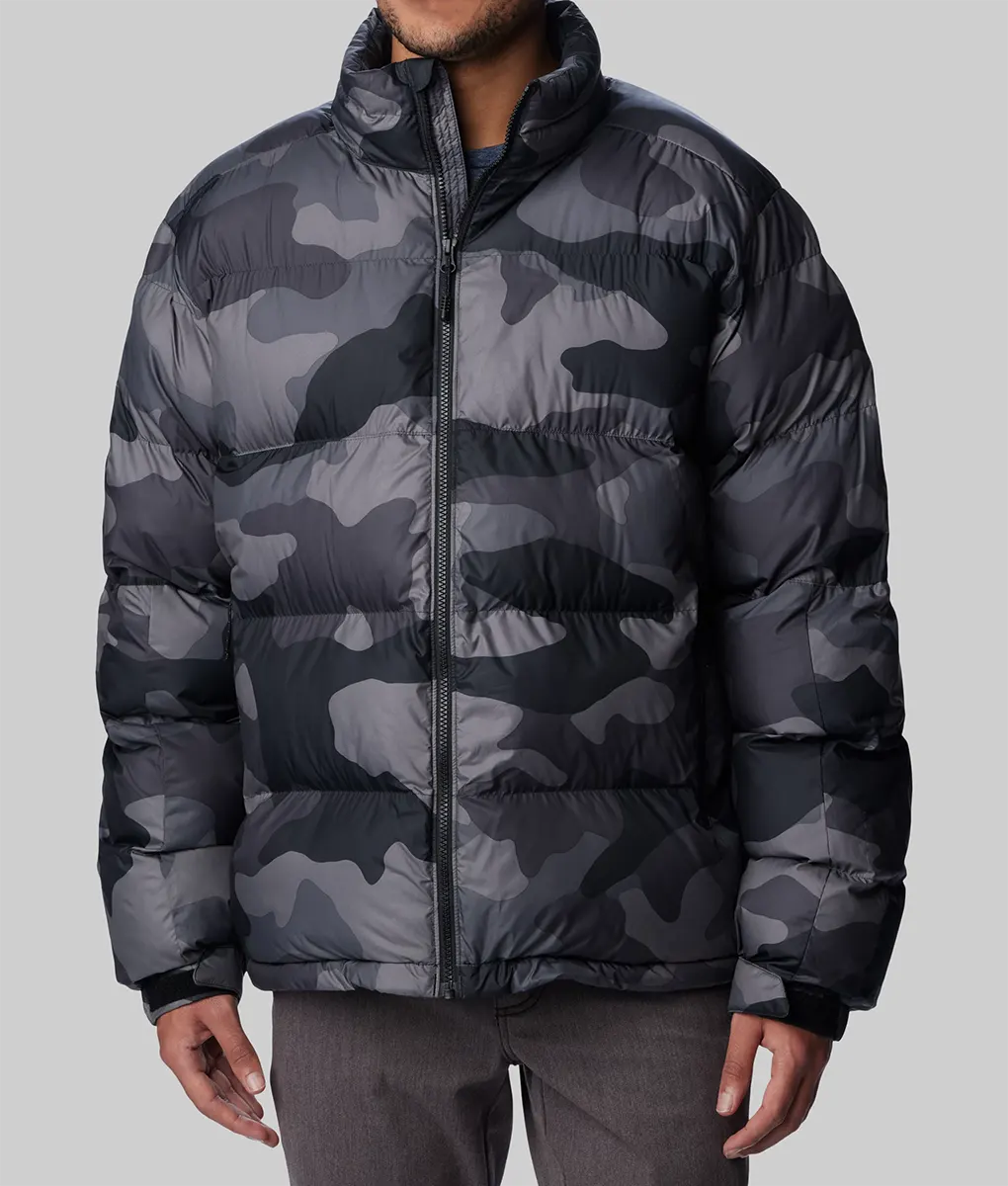Mike Tyson Camouflage Grey Puffer Jacket-Mike Tyson Camouflage Grey Puffer Jacket - Front View