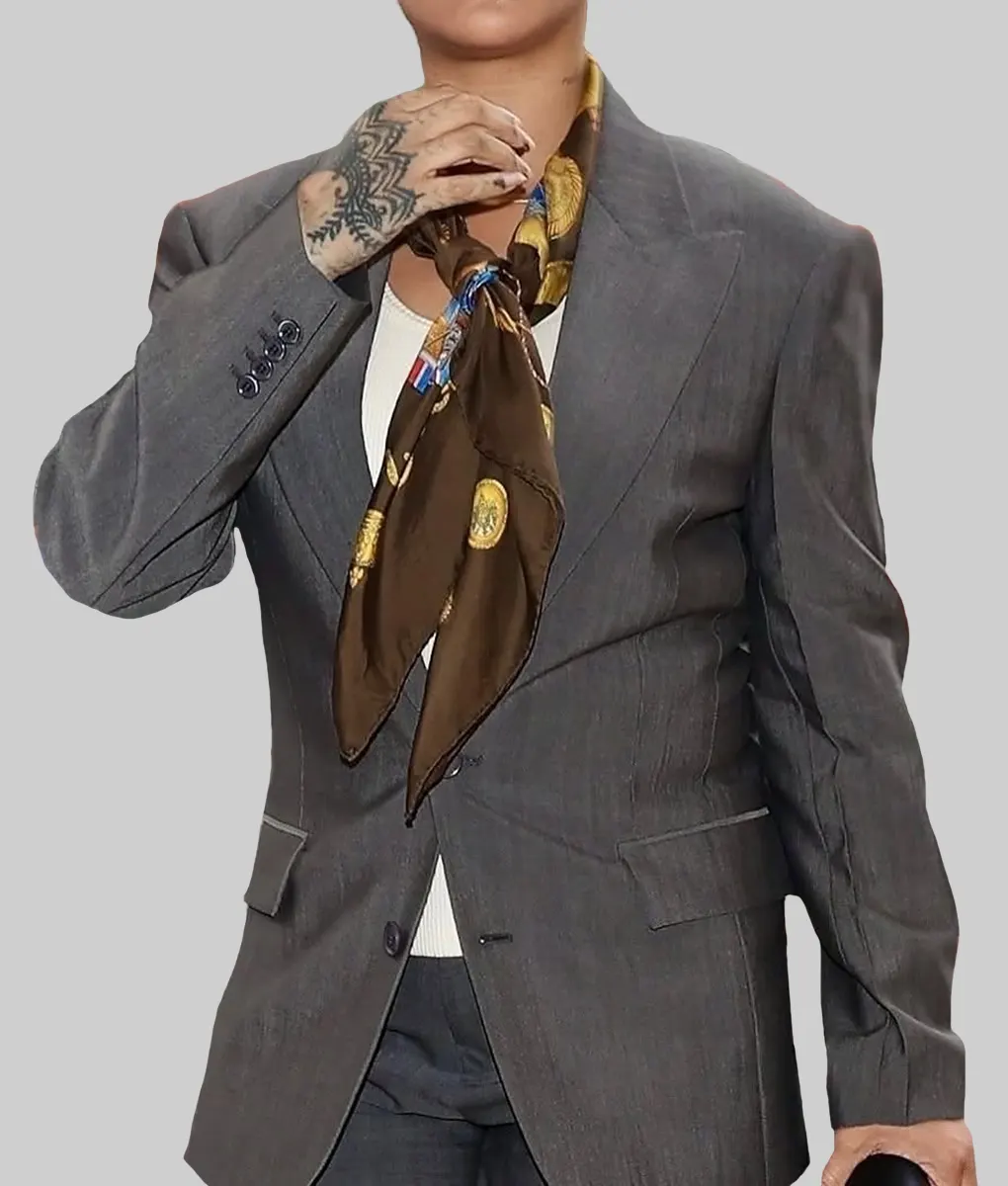 Rihanna Grey Blazer - Rihanna Grey Blazer - Front View