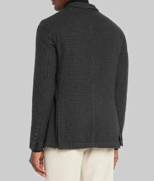 Sinners Michael B. Jordan Houndstooth Cotton Jacket - Sinners Michael B. Jordan (Elijah Smoke) Houndstooth Cotton Jacket - Back View