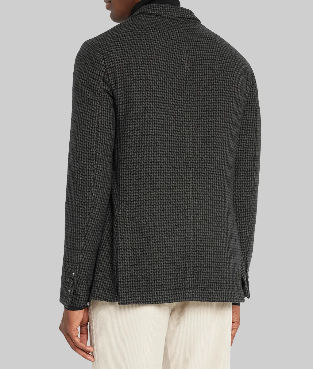 Sinners Michael B. Jordan Houndstooth Cotton Jacket - Sinners Michael B. Jordan (Elijah Smoke) Houndstooth Cotton Jacket - Back View