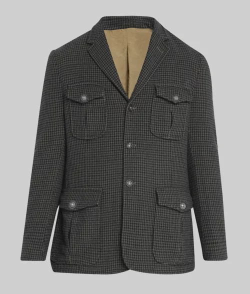 Sinners Michael B. Jordan Houndstooth Cotton Jacket - Sinners Michael B. Jordan (Elijah Smoke) Houndstooth Cotton Jacket - Front View