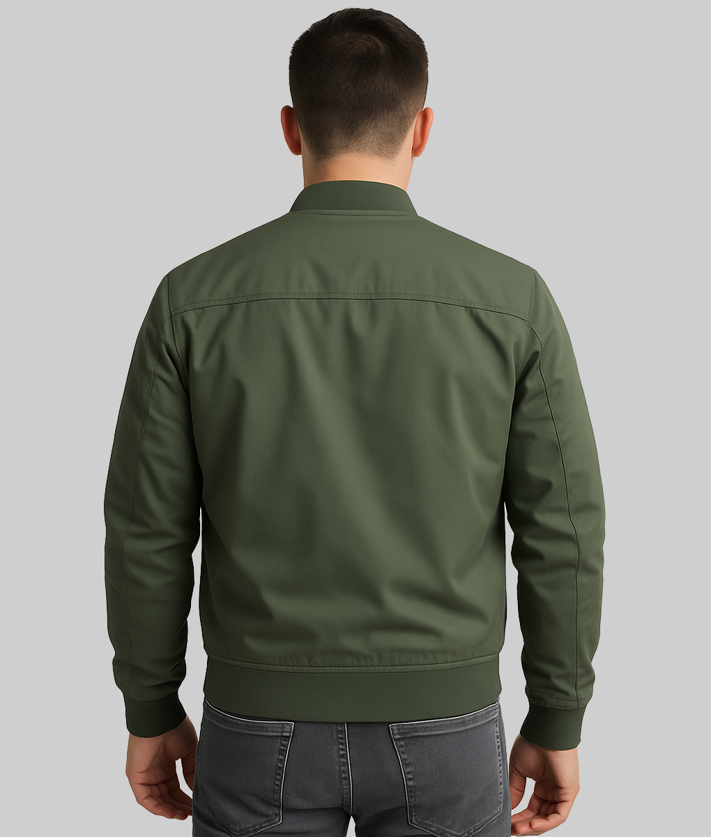 Tracker Justin Hartley Green Bomber Jacket-BackView