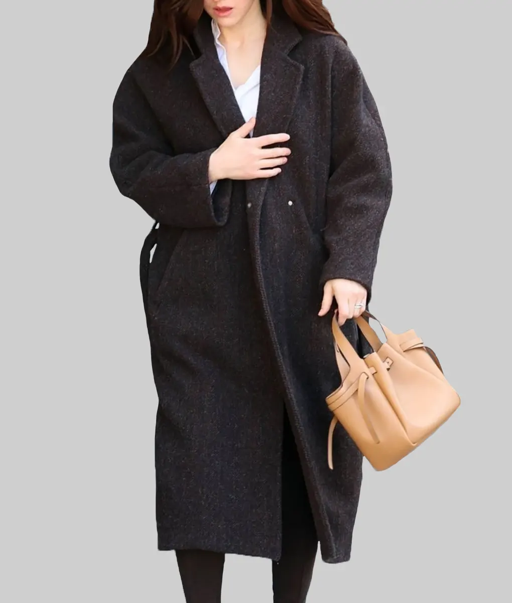 Alexandra Daddario Wool Blend Trench Coat | TLC