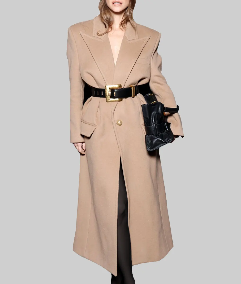 Barbara Palvin Brown Trench Coat - Barbara Palvin Brown Trench Coat - Front View