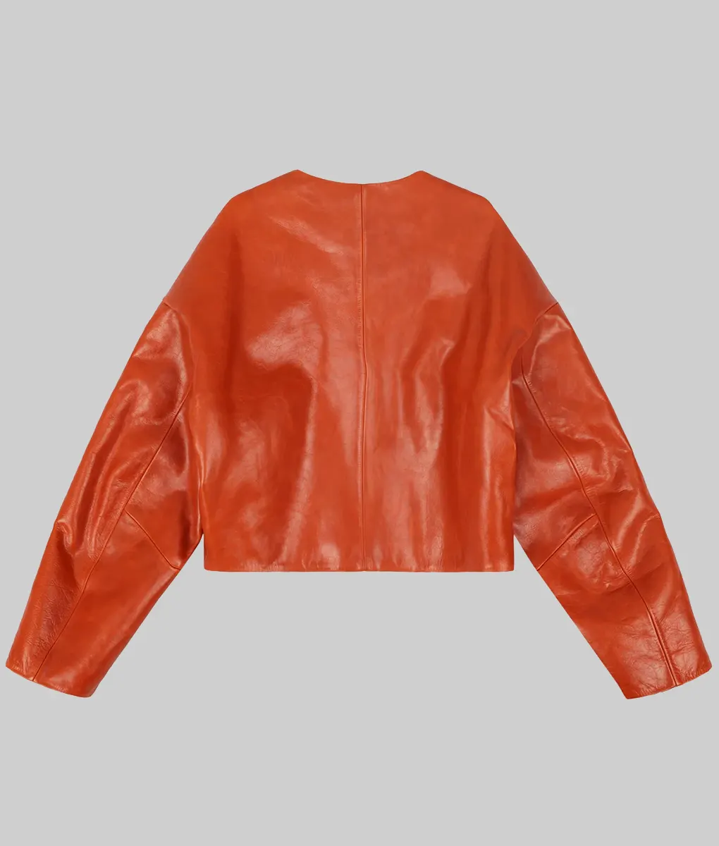 Barbie Ferreira Oversized Leather Jacket - Barbie Ferreira Oversized Leather Jacket - Back View