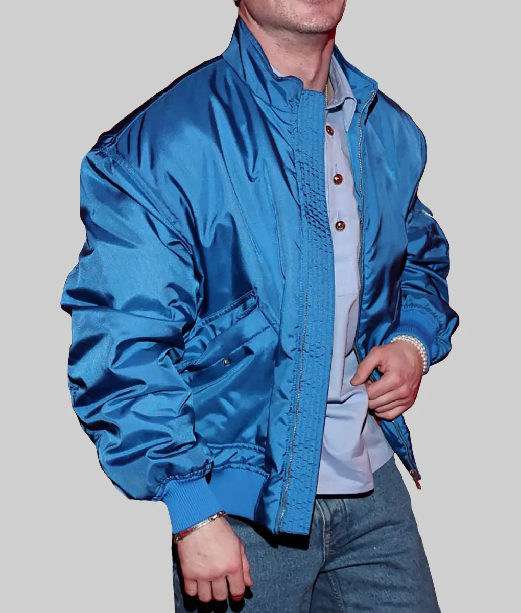 Barry Keoghan Blue Bomber Jacket - Paris Fashion Week Barry Keoghan Blue Bomber Jacket - Right View