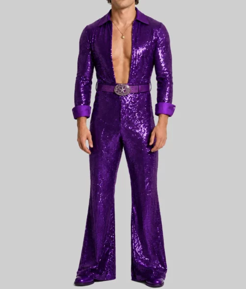 Benson Sequin Blue Jumpsuit - Purple Front