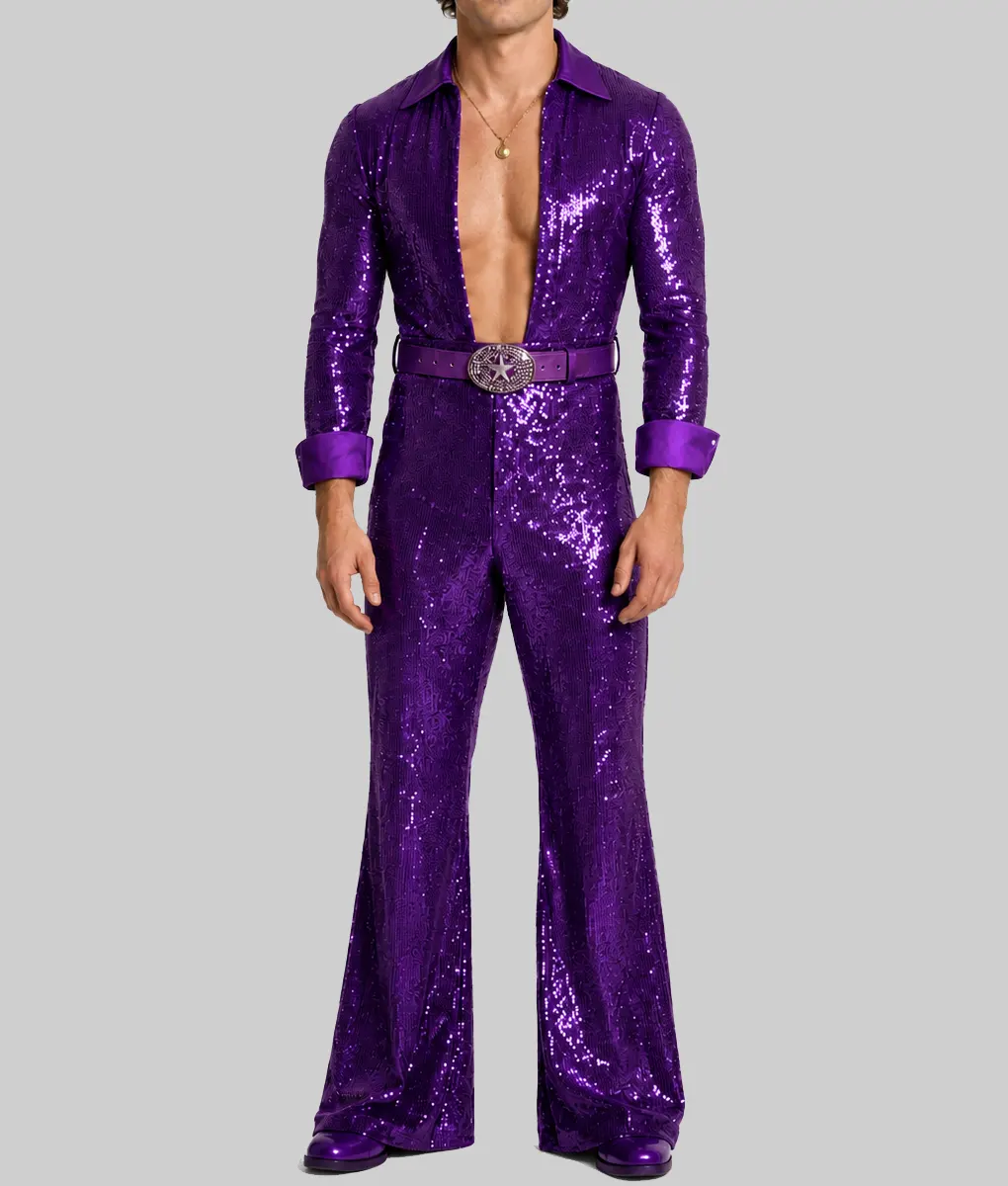 Benson Sequin Blue Jumpsuit - Purple Front