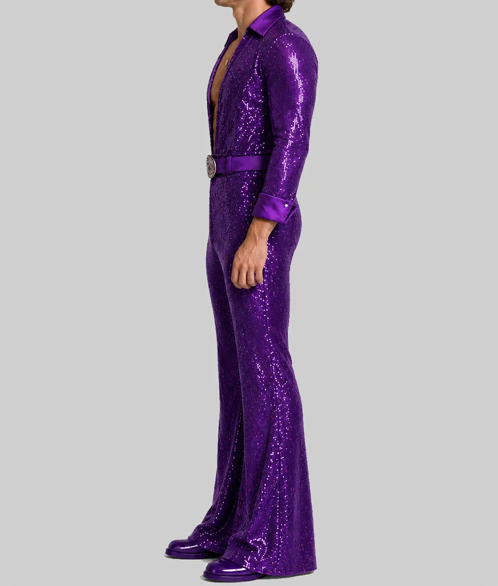Benson Sequin Blue Jumpsuit - Purple Side