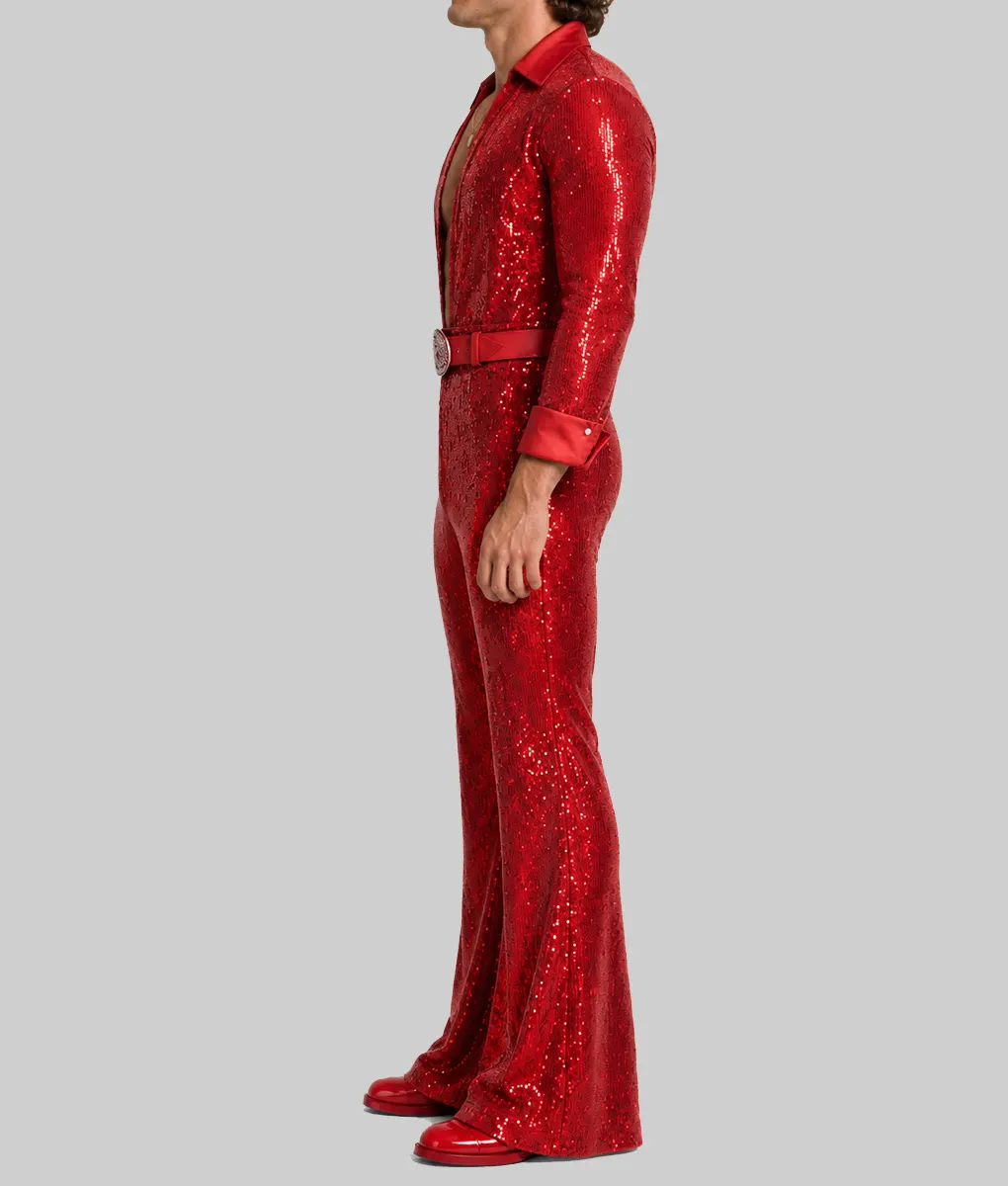 Benson Sequin Blue Jumpsuit - Red Side