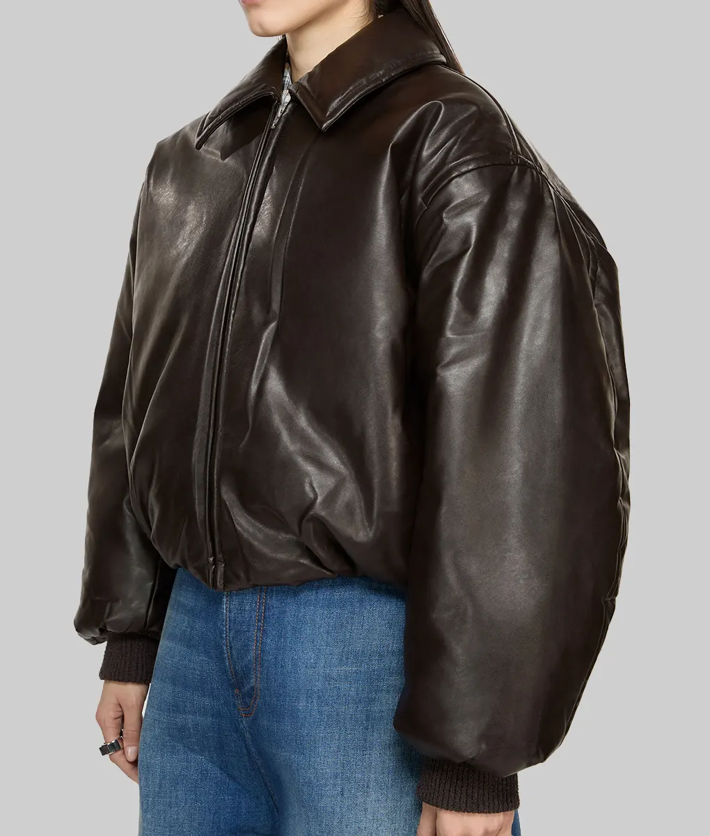 Camila Cabello Dark Brown Bomber Jacket - Camila Cabello Dark Brown Bomber Jacket - Left View