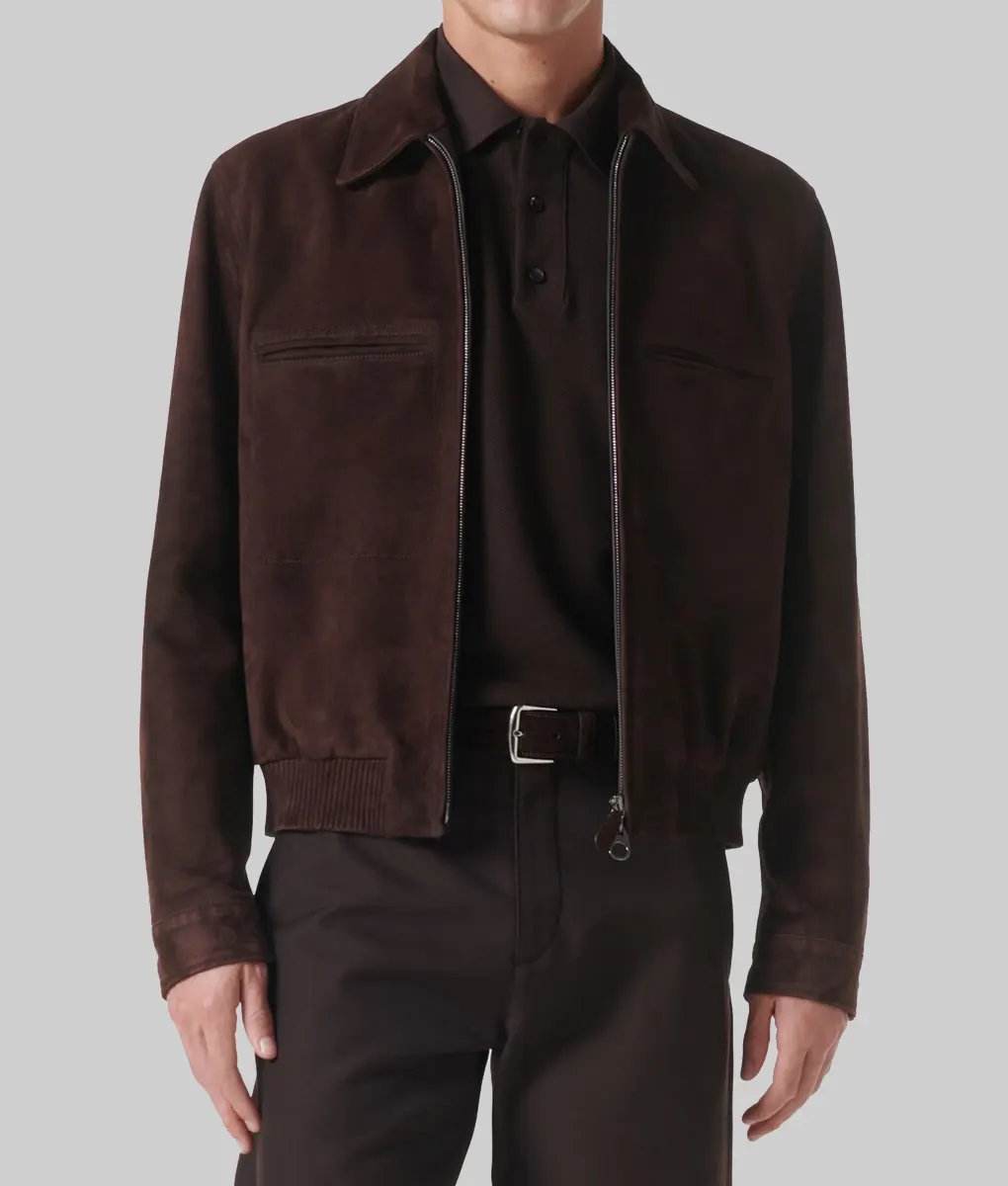 David Beckham Brown Suede Jacket - David Beckham Brown Suede Jacket - Front View