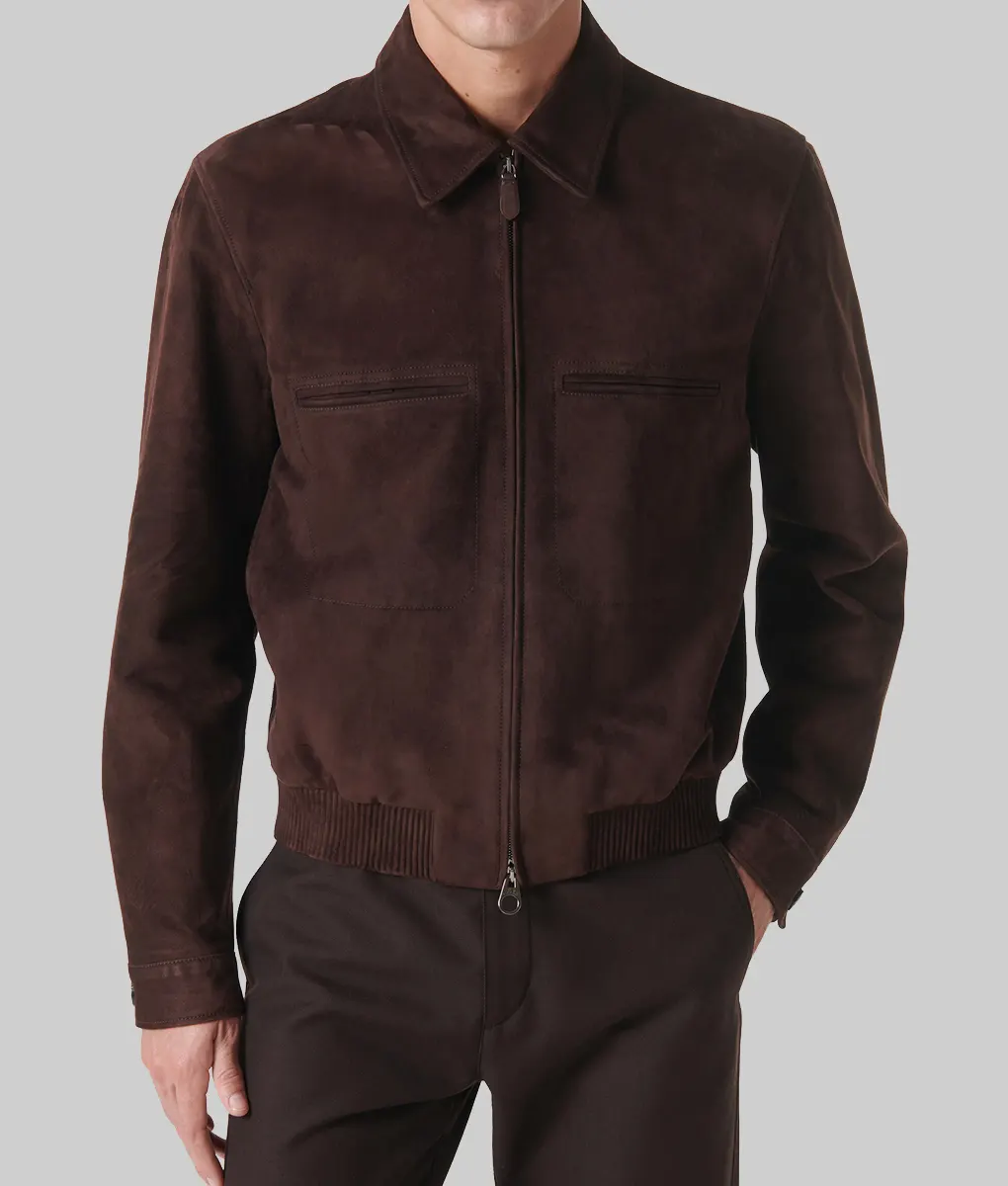 David Beckham Brown Suede Jacket - David Beckham Brown Suede Jacket - Front View