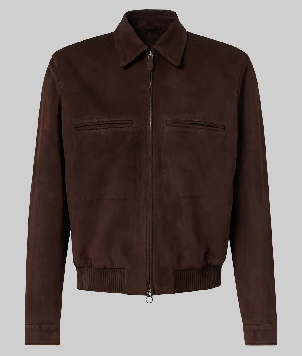 David Beckham Brown Suede Jacket - David Beckham Brown Suede Jacket - Front View