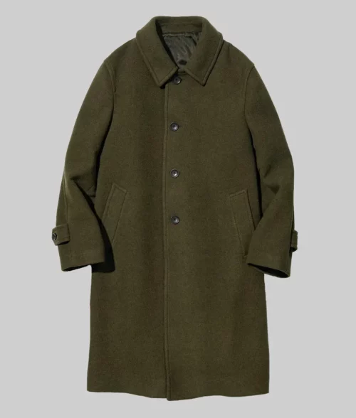 David Beckham Green Wool Coat - David Beckham Green Wool Coat - Front View