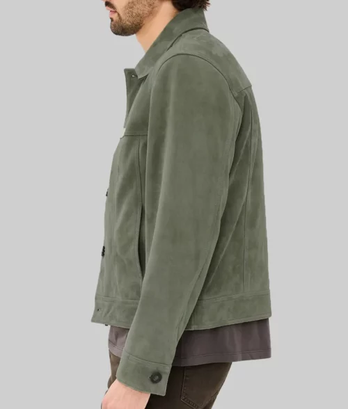 Kit Harington Green Suede Jacket - Kit Harington Green Suede Jacket - Side View