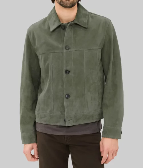 Kit Harington Green Suede Jacket - Kit Harington Green Suede Jacket - Front View
