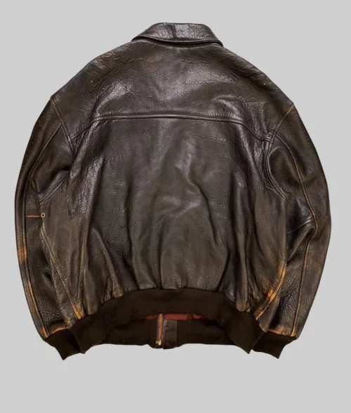 My Fault Nick Vintage Brown Leather Jacket - My Fault Nick (Matthew Broome) Vintage Brown Leather Jacket - Back View
