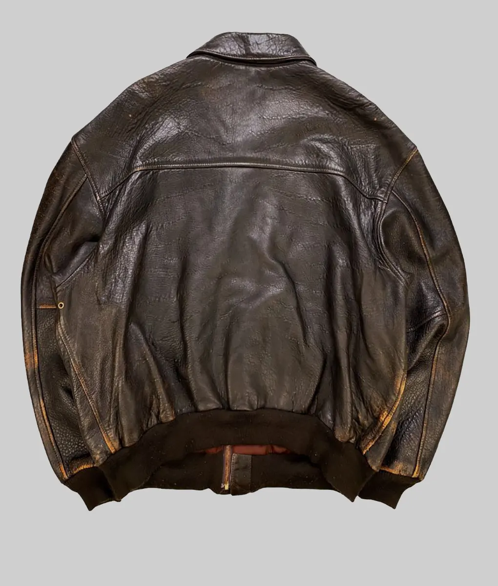 My Fault Nick Vintage Brown Leather Jacket - My Fault Nick (Matthew Broome) Vintage Brown Leather Jacket - Back View