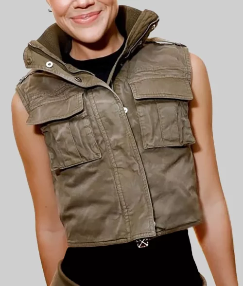 Olivia Ponton Brown Cotton Vest - Olivia Ponton Brown Cotton Vest - Front View