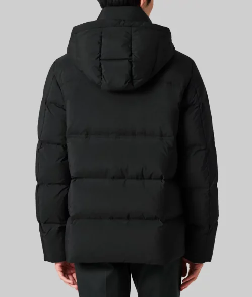 Ruben Amorim Black Hooded Puffer Jacket - Ruben Amorim Black Hooded Puffer Jacket - Back View