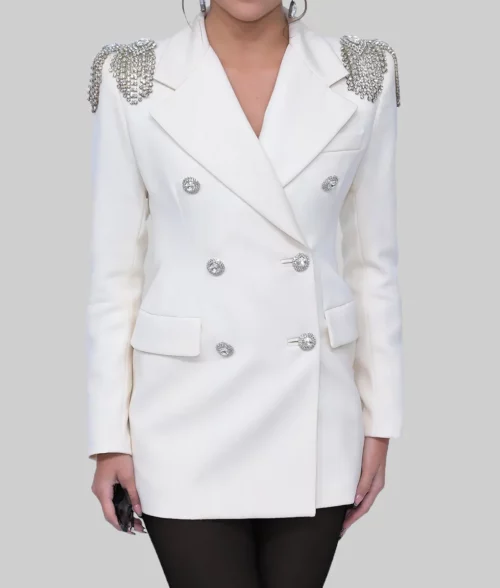 Xochitl Gomez White Blazer - Xochitl Gomez White Blazer - Front View