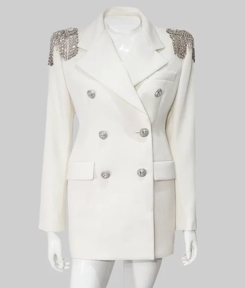Xochitl Gomez White Blazer - Xochitl Gomez White Blazer - Front View