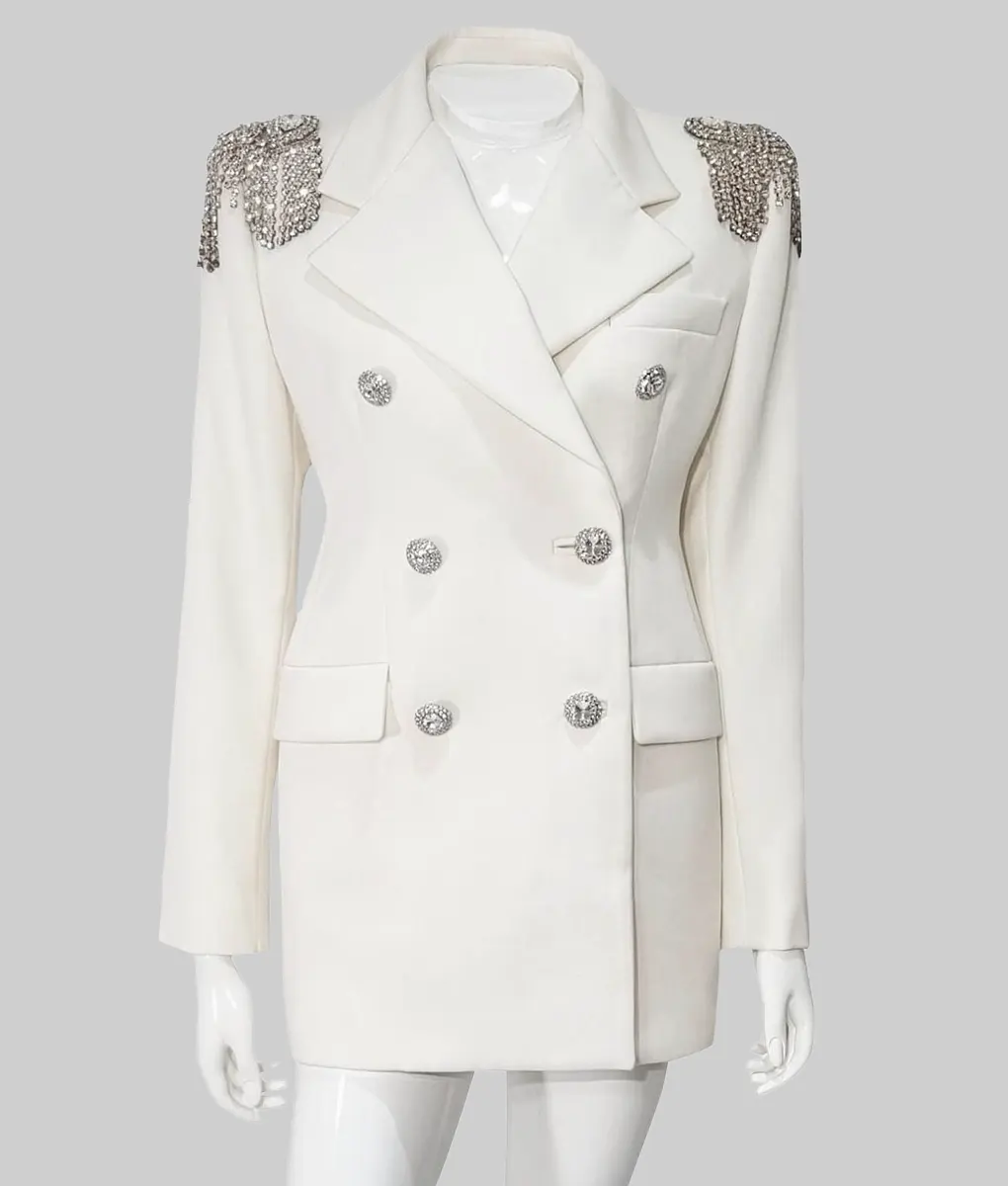 Xochitl Gomez White Blazer - Xochitl Gomez White Blazer - Front View