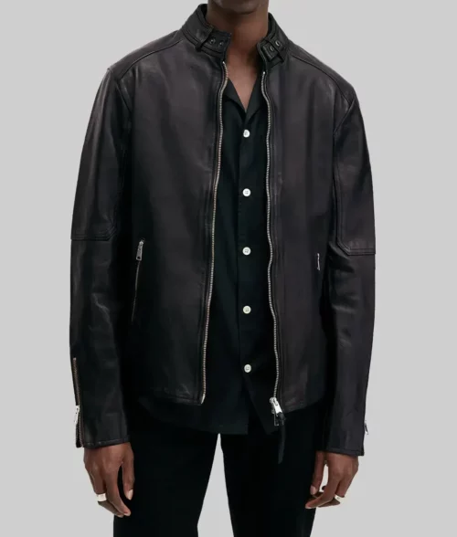 Adriel Men's Black Leather Jacket - Clearance Item - Front