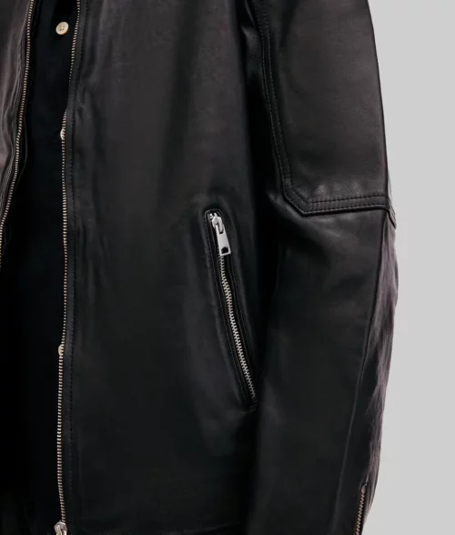 Adriel Men's Black Leather Jacket - Clearance Item - Zoom