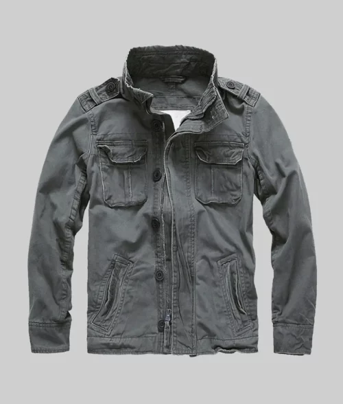 Andre Jaziel Men's Grey Cotton Jacket - Clearance Item - Front