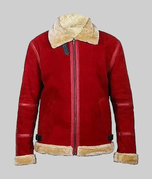 Bobby Men's Red Faux Shearling Suede Jacket - Clearance Item - Front