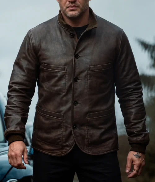 Brown MobLand Tom Hardy Jacket - Front View
