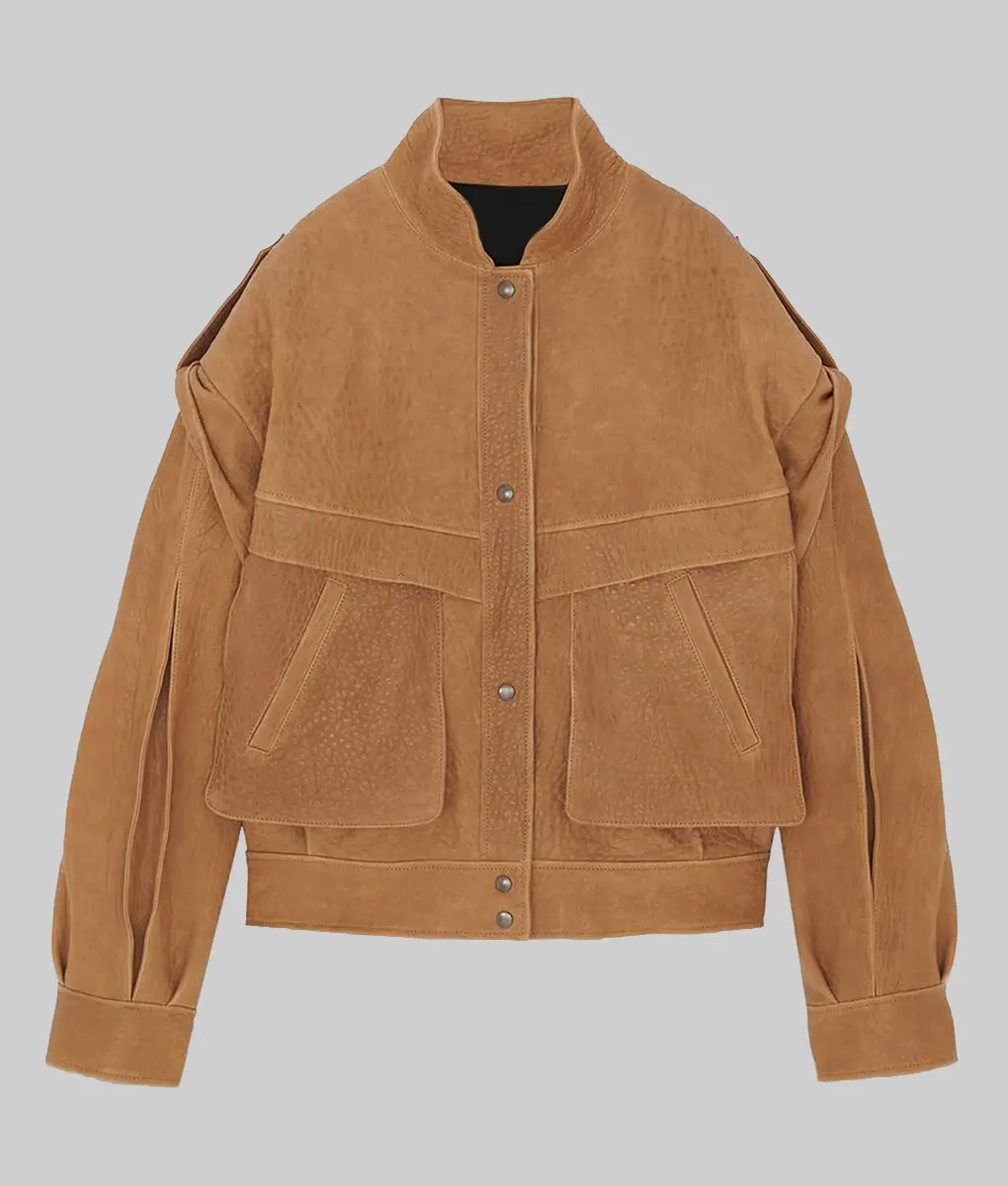 Chiara Ferragni Brown Leather Jacket - Chiara Ferragni Brown Leather Jacket - Front View