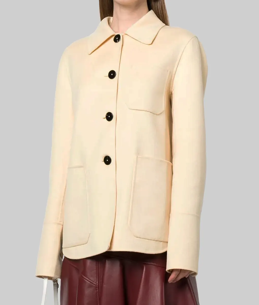 Jennifer Lawrence Yellow Wool Shirt Jacket - Jennifer Lawrence Yellow Wool Shirt Jacket-Front