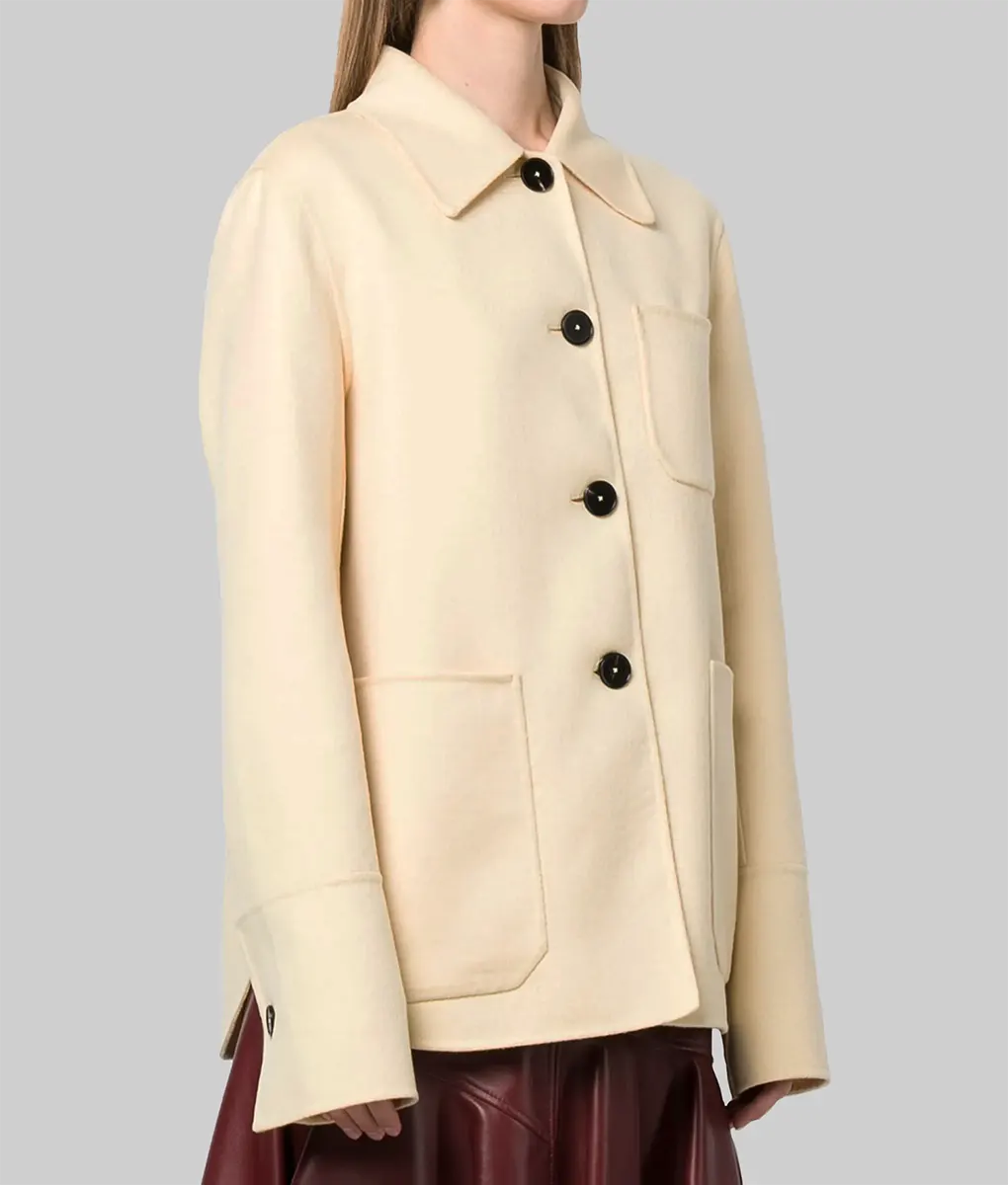 Jennifer Lawrence Yellow Wool Shirt Jacket - Jennifer Lawrence Yellow Wool Shirt Jacket-Side