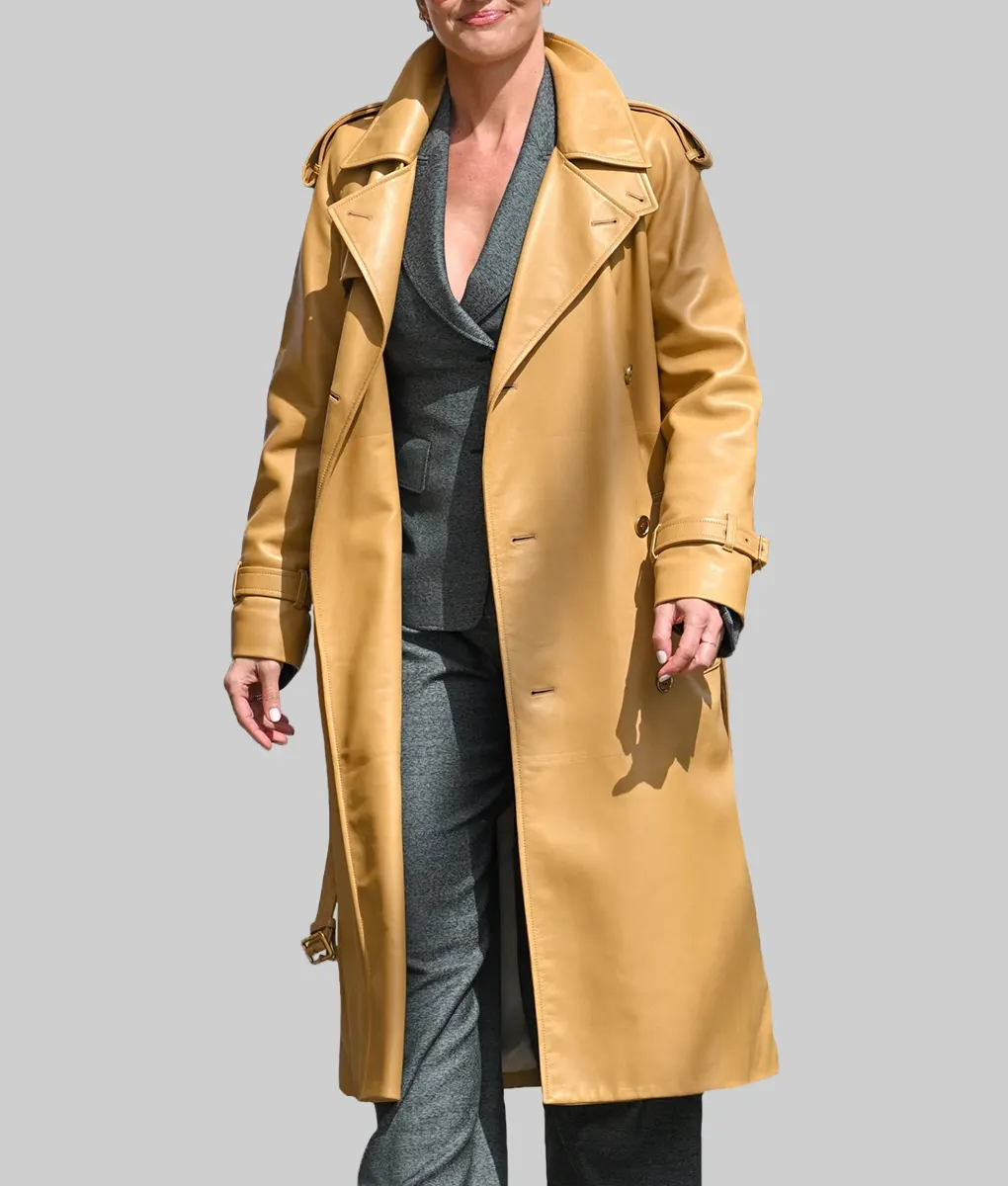 Minka Kelly Leather Trench Coat - Minka Kelly Leather Trench Coat - Front 1