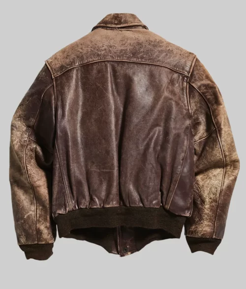 Nick Jonas Distressed Brown A2 Bomber jacket - Empire State Building Lighting Ceremony Nick Jonas A2 Bomber Jacket - Back View